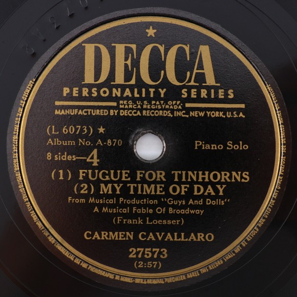 Carmen Cavallaro – Selections From Guys And Dolls 78 rpm 10" Record Disc 2 Only - Picture 3 of 16